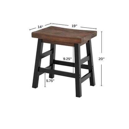 Alaterre Furniture Pomona Rustic Industrial Barstool – 20” Backless Counter Stool with Solid Pine Wood Seat and Black Metal Legs – Farmhouse Seating for Dining Room, Kitchen, or Office (Natural/Black) - style: Metal Frame Barstool