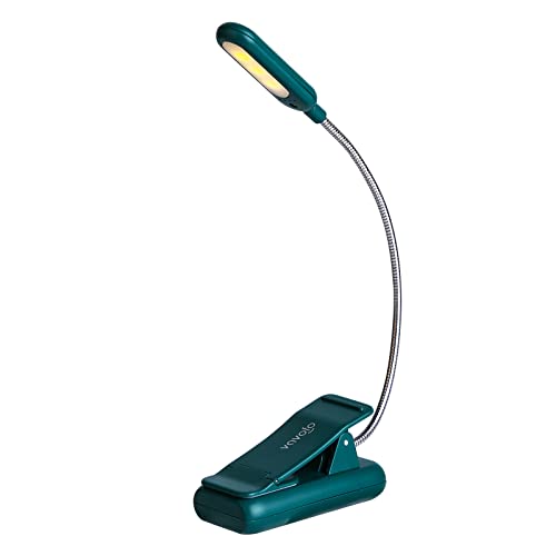 VAVOFO Rechargeable Book Light for Reading in Bed Kids, 7 LED Reading Light with 9-Level Warm Cool White Daylight, Eye Care Lamp with Power Indicator for Bookworms (Green) - color: Green