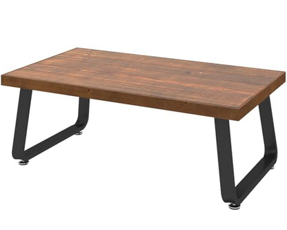 Natural Solid Wood Coffee Table, Rustic Center Tables for Living Room | Rectangle Metal and Real Wooden Tea Table, Modern Industrial Minimalist Wooden Cocktail Tables, Rustic Brown, 47 Inch - size: 47 inch