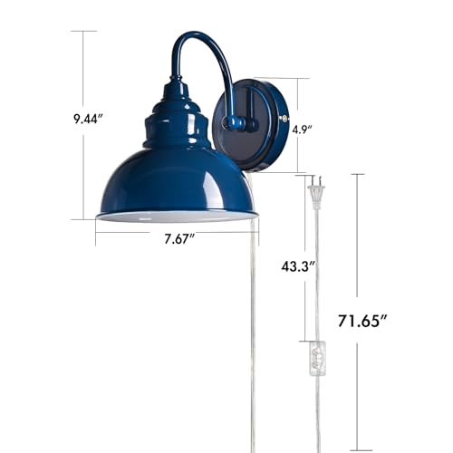Mini Gooseneck Wall Sconce, 2-Way Mount with Switch, Blue | Flexible Gooseneck, Plug-in & Hardwired Dual Installation, On/Off Switch Included, Fits Bedroom, Porch, Patio, Hallway - color: Blue