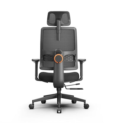 Ergonomic Home Office Chair, High Back Desk Chair with Unique Adaptive Lumbar Support, Adjustable Headrest, Seat Depth Adjustment, 96°-126° Tilt Function, Adjustable Armrest Recliner - color: Black