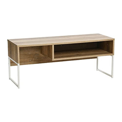 Household Essentials Coastal Oak & White Iron Wrap TV Stand - color: Coastal Oak Finish, style: TV Stand