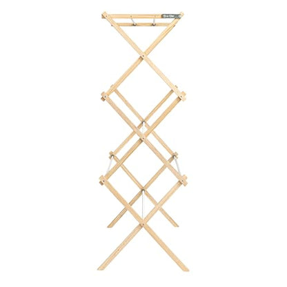 Household Essentials X-Frame Clothes Drying Rack, Stabile Wood Frame with Slanted Feet, Smooth Vinyl Wrapped Rods, 23.8 Feet of Hanging Space, Ready to Assemble, Flat Top, Natural - color: Natural/White Pine