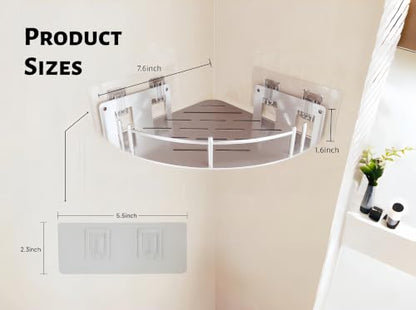 Corner Shower Caddy, Stainless Steel 304, Integrated Molding Bathroom Shelves, Wall Mounted Shower Organizer with Nail Free Adhesive, Suit for Corner Storage Racks in Bath Kitchen(2 Pack)