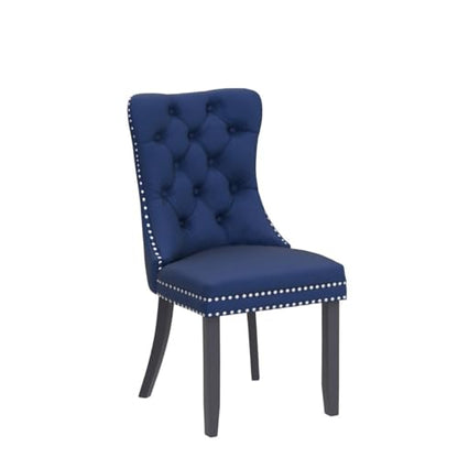 Virabit Blue Set of 2, Velvet Tufted Dining Chairs with Nailhead Back and Ring Pull Trim, Upholstered Dining Chairs for Kitchen/Bedroom/Dining Room… - color: Blue, size: set of 2