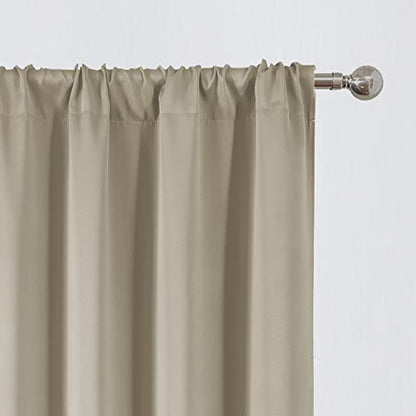 Blackout Curtains 52 x 63 inch/Beige Curtains Set of 2 Panels/Thermal Insulated Room Darkening Bedroom Curtains - color: Beige, size: 52"W x 63"L (Pack of 2)