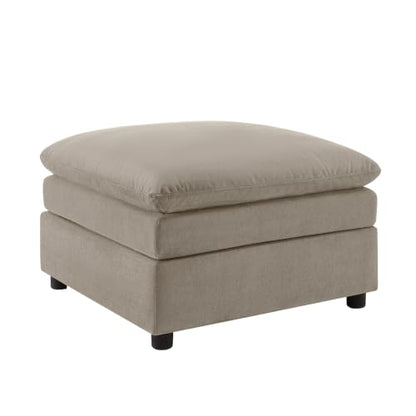 Modular Ottoman Seat, Sectional Sofa Cube Footstool, Taupe Terry | Sectional Sofa Cube - color: Taupe