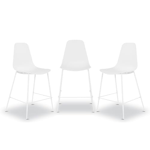 Poly & BARK Isla Bar Stools Set of 3 – Counter Height Bar Stool for Kitchen – Set of Counter Stools – Indoor/Outdoor Barstools – Modern Kitchen Bar Stools - White - color: White, style: Isla Counter Stool Set of 3