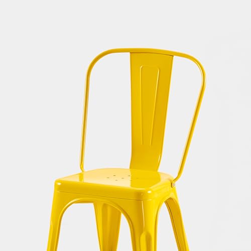 AC Pacific 18 Inch Seat Height Industrial Metal Dining Chairs, Stackable Kitchen or Bar Seat, Durable Modern Design, Versatile Accent Furniture, Set of 4, Yellow - color: Yellow, size: Set of 4