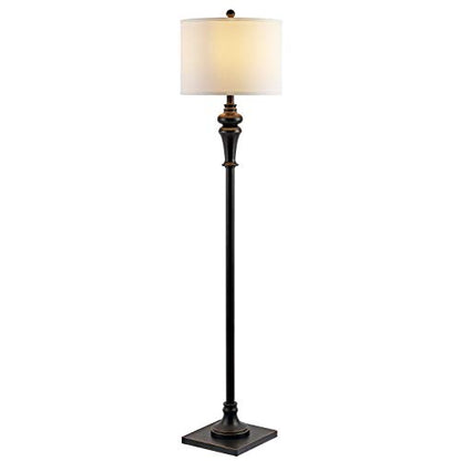 SAFAVIEH Lighting - Norla 61-Inch Standing Floor Lamp - Black - Fabric Drum Shade - Traditional Slim-Pole Design - Ideal for Living Room, Bedroom, Home Office - LED Bulb Included (FLL4082A) - color: Black