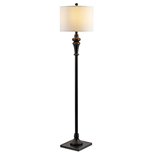 SAFAVIEH Lighting - Norla 61-Inch Standing Floor Lamp - Black - Fabric Drum Shade - Traditional Slim-Pole Design - Ideal for Living Room, Bedroom, Home Office - LED Bulb Included (FLL4082A) - color: Black
