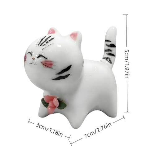 Handmade Ceramic Cat Figurine, Cute Lucky Healing Cat Themed Decorative for Cat Lovers, Ideal for Desk, Bookshelf, Nightstand & Home Decor, for Mother’s Day, Easter, Birthday, Men & Women - color: Style D - Handmade Ceramic Cat Figurine