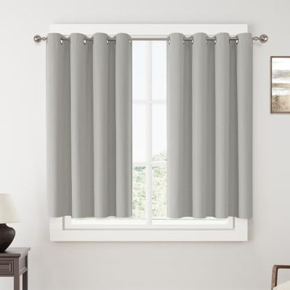 ChrisDowa Light Grey Blackout Curtains 45 Inches Long 2 Panels for Bedroom | Room Darkening,Light Blocking,Thermal Insulated,Faux Linen,Farmhouse,Grommet,Window Treatment,Drapes,Living Room,52x45 - color: Light Grey, size: 52"W x 45"L (Pack of 2)