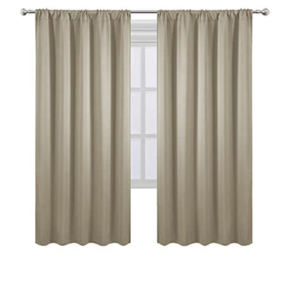 Blackout Curtains 52 x 72 inch/Beige Curtains Set of 2 Panels/Thermal Insulated Room Darkening Bedroom Curtains - color: Beige, size: 52"W x 72"L (Pack of 2)