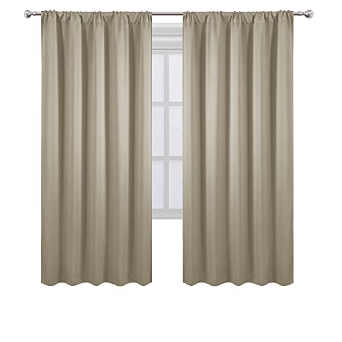 Blackout Curtains 52 x 72 inch/Beige Curtains Set of 2 Panels/Thermal Insulated Room Darkening Bedroom Curtains - color: Beige, size: 52"W x 72"L (Pack of 2)