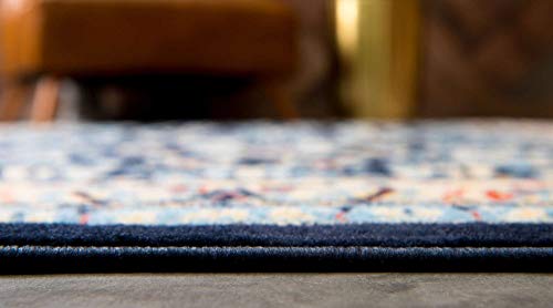 Unique Loom Sialk Hill Collection Area Rug - Washington (2' 2" x 3' 1" Rectangle, Navy Blue/ Cream) - color: Navy Blue/Cream, size: 2'2" x 3'1" (Rectangular)