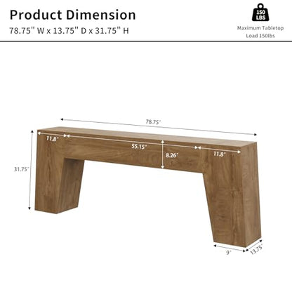 78-Inch Extra Long Sofa Console Table, Natural Oak Brown | Large Farmhouse Wood Behind Couch Table, Modern Accent Entrance Table for Entryway Foyer Living Room Hallway Home - color: Natural Oak