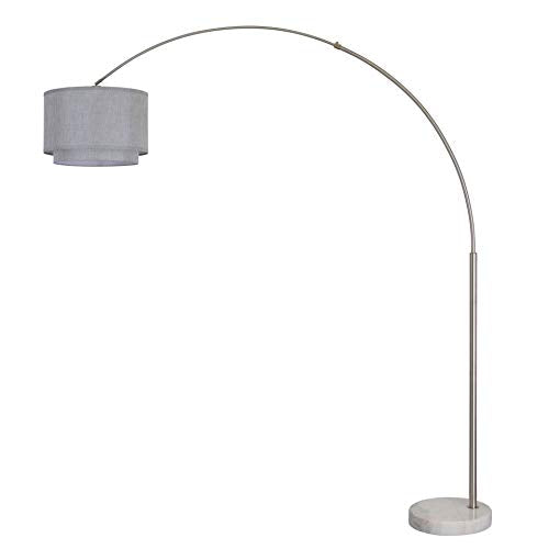 Major-Q Modern Arcing Floor Lamp - Tall Stand Up Arching Drum Shade - Large Contemporary Floor Lamp for Dining Rooms and Bedrooms - Corner Lamp for Office Lighting and Home Décor - color: Double-Shade-Grey