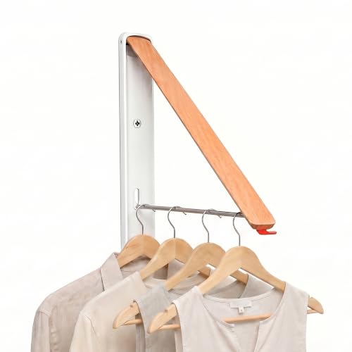 RFOUO White Foldable Wall Mounted Clothes Drying Rack,Laundry Hanger,1 Pack | Space saving Foldable Clothes Hanger for Laundry Organization,coat hanger racks,laundry drying rack,Clothes drying hanger - size: 1 Pack