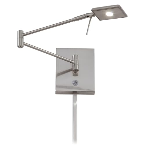 GEORGE KOVACS P4328-084 George's Reading Room LED Swing Arm Wall Lamp, 1-Light, 8 Total Watts, 6.25-in H x 13.75-in W, Brushed Nickel - color: Brushed Nickel