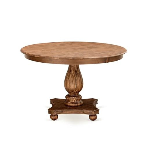 FE2-0N-TP Ferris Modern Dining Table - a Round Kitchen Table Top with Pedestal Base, 48x48 Inch, Sandblasting Antique Walnut - color: Sandblasting Antique Walnut, size: 48x48 Inch
