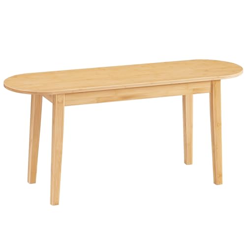 HOOBRO 39.4'' Dining Bench, Farmhouse Kitchen Table Bench, Bamboo Entryway Bench, Sturdy Dining Room Bench, Easy to Assemble, Wooden Bench for Living Room, Hallway, Bedroom, Bathroom, Natural YL19CD01 - color: Natural