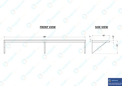 AmGood 18 in. x 96 in. Stainless Steel Wall Shelf | NSF | Metal Shelving | Garage, Laundry, Storage, Utility Room | Restaurant, Commercial Kitchen - size: 18 in. x 96 in.