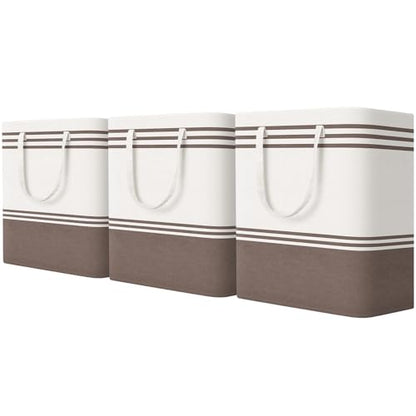 TranquilRelax 3-Pack Laundry Basket, Laundry Hamper, Khaki-100L | Freestanding＆Water-Resistant Laundry Hamper, Collapsible Tall Clothes Hamper with Carry Handles for Clothes, Laundry Basket - color: Khaki, size: 100L