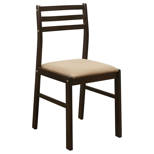 Coaster Home Furnishings 3-Piece Round Wood Dining Room Set Drop Leaf Extension Table Ladder Back Side Chairs Upholstered Seat Cushions Cappuccino and Tan 130005