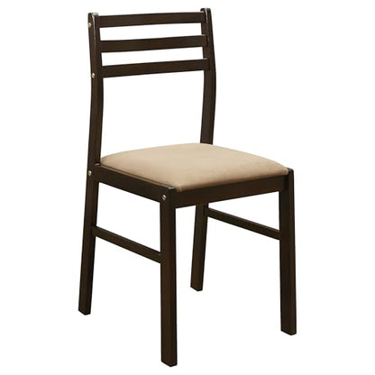 Coaster Home Furnishings 3-Piece Round Wood Dining Room Set Drop Leaf Extension Table Ladder Back Side Chairs Upholstered Seat Cushions Cappuccino and Tan 130005