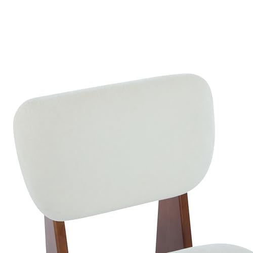 Christopher Knight Home Mores Low Profile Accent Chair Set of 2, Modern Living Room Armless Lounge Chair, Fabric Comfy Reading Chair for Bedroom, Wooden Frame and Thick Padded Seat, White+Walnut - color: Walnut+white C