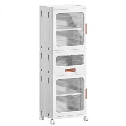 VECELO 3-Tier Narrow Bathroom Storage Cabinet with Drawer, Movable Wheels, Adjustable Shelves, Anti-Tip, Slim, for Small Space, Kitchen, Laundry, White - size: 1 Drawer