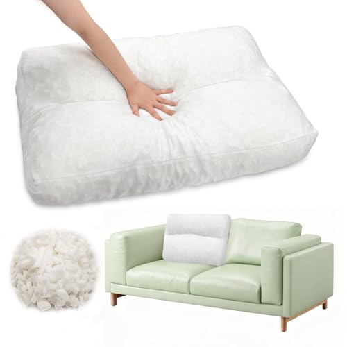 JZHLLA Shredded Foam Sofa Back Cushions Replacement Fluffy Memory Sponge Couch Pillow with Quilted Design 31x18x5 Inch Lumbar Support Pillow for Sofa Bed Floor - size: 1PCS