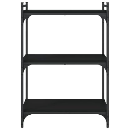 Industrial 3 Tier Black Bookcase 23.6 x 11.8 x 33.9 in Engineered Wood & Metal Small Bookshelf for Living Room Bedroom Office Modern Matte Finish Easy Assembly - color: Black, size: 23.6 x 11.8 x 33.9 in