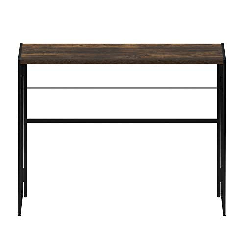 Furinno Riau No Tool/No Assembly/Folding Metal Frame Computer Desk, Rustic Oak/Black, 39 Inch - color: Rustic Oak/Black, size: 39 inches