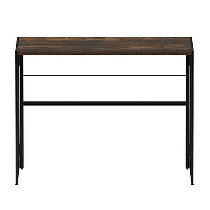 Furinno Riau No Tool/No Assembly/Folding Metal Frame Computer Desk, Rustic Oak/Black, 39 Inch - color: Rustic Oak/Black, size: 39 inches