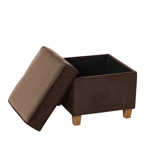 HomePop 18" Classic Square Storage Ottoman - Chocolate Brown Velvet - color: Chocolate Brown Velvet