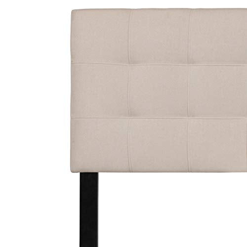 Quilted Tufted Upholstered King Size Headboard in Beige Fabric - color: Beige, size: King