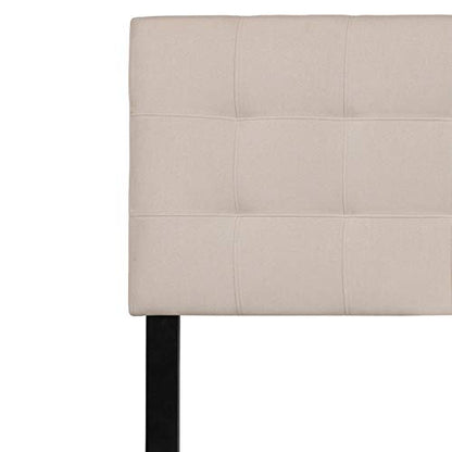 Quilted Tufted Upholstered King Size Headboard in Beige Fabric - color: Beige, size: King