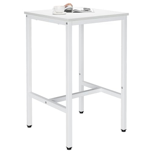 Lutown-Teen Square Bar Table, High Top Table - Industrial Metal Frame for Small Spaces & Narrow Kitchens, 23.6x23.6x36.9 in (LxWxH), Easy Assembly, White - color: White