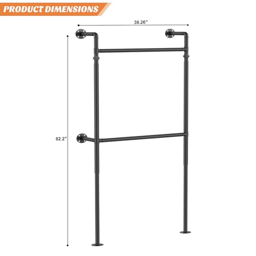 Aheaplus Industrial Pipe Clothing Rack, Reversible 3.5FT Clothes Rack for Hanging Clothes, Heavy Duty Garment Racks, Wall Mounted Closet Wardrobe Racks, Small Walk-in Closet System, Black - size: 41 inches