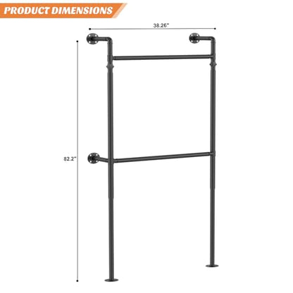 Aheaplus Industrial Pipe Clothing Rack, Reversible 3.5FT Clothes Rack for Hanging Clothes, Heavy Duty Garment Racks, Wall Mounted Closet Wardrobe Racks, Small Walk-in Closet System, Black - size: 41 inches