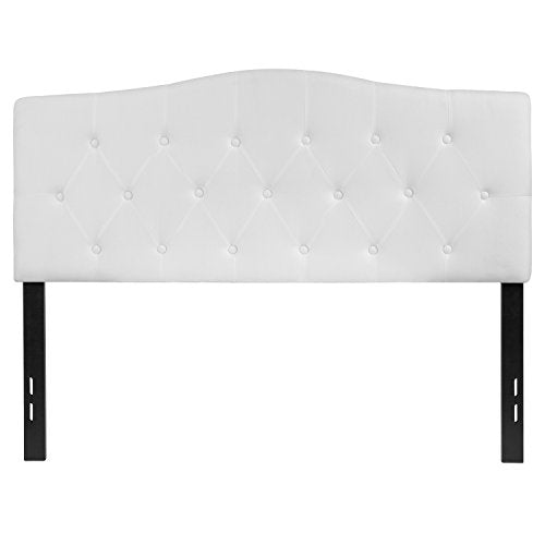 EMMA + OLIVER Tufted Upholstered Full Size Headboard in White Fabric - color: White, size: Full