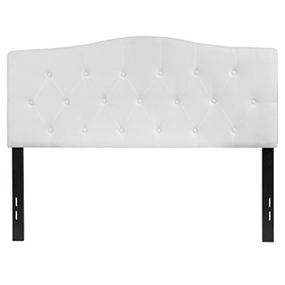 EMMA + OLIVER Tufted Upholstered Full Size Headboard in White Fabric - color: White, size: Full