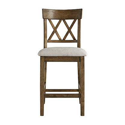 Lexicon Baronscourt Counter Stools Set of 2 - Upholstered Stool Padded Seat Height 25.5", Cross Back Counter Height Kitchen Chairs, Sturdy Solid Wood Frame, Footrest, Easy Assembly, Light Oak - color: Light Oak, style: Cross Back Chair (2)