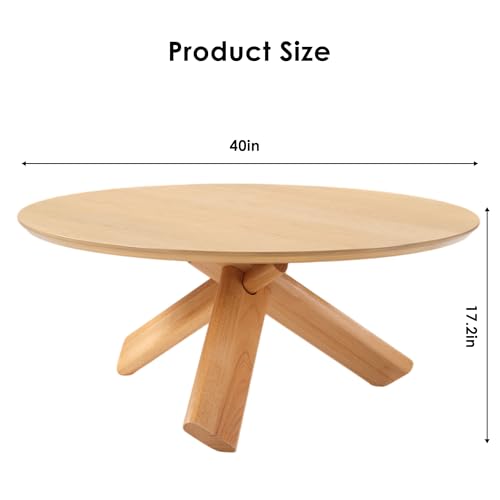 Need 40in Round Coffee Table for Living Room, Modern Wood Center Table, Heavy Duty 330 lbs Capacity Space Saving Furniture for Apartment Bedroom Small Space, Natural - color: Natural