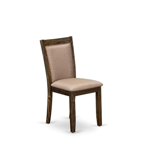 East West Furniture MZC7T16 Monza Parson Dining Chairs - Dark Khaki Linen Fabric Padded Chairs, Set of 2, Distressed Jacobean - color: Mzc7t16