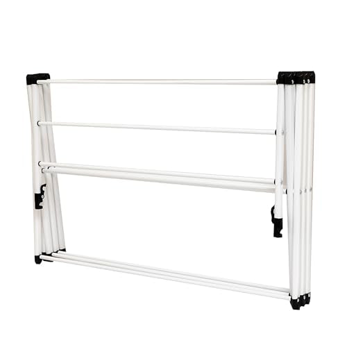 Honey-Can-Do 3-Tier Oversized Clothes Drying Rack, 31" Wide, No Assembly | Oversized 31" x 42" rack with 26 ft of drying space for bedding and large loads. Sturdy metal frame folds flat fast. - color: White, size: 31" W