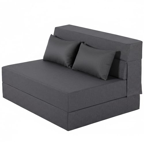 Fvkind Foldable Mattress Chair, Convertible Design, Standard Size, Gray | High-Density Foam - Floor Mattress Function - Living Room & Bedroom - Adults & Family Use - Reading & Lounging - color: Dark Grey, size: Standard