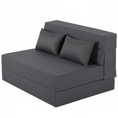 Fvkind Foldable Mattress Chair, Convertible Design, Standard Size, Gray | High-Density Foam - Floor Mattress Function - Living Room & Bedroom - Adults & Family Use - Reading & Lounging - color: Dark Grey, size: Standard